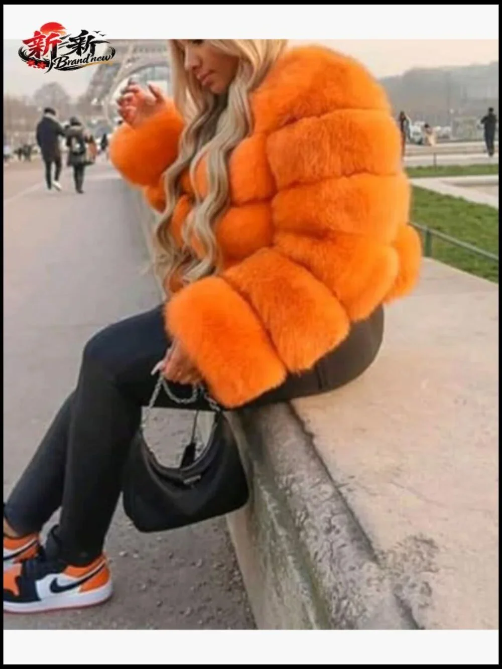 Warm Fluffy Cropped Puffer Jacket Faux Fur Coat Crop Parka Collarless Teddy - Picture 2 of 7